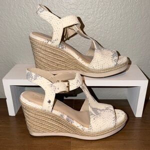 Cole Haan Women's Snake Skin Cream Wedge Sandals